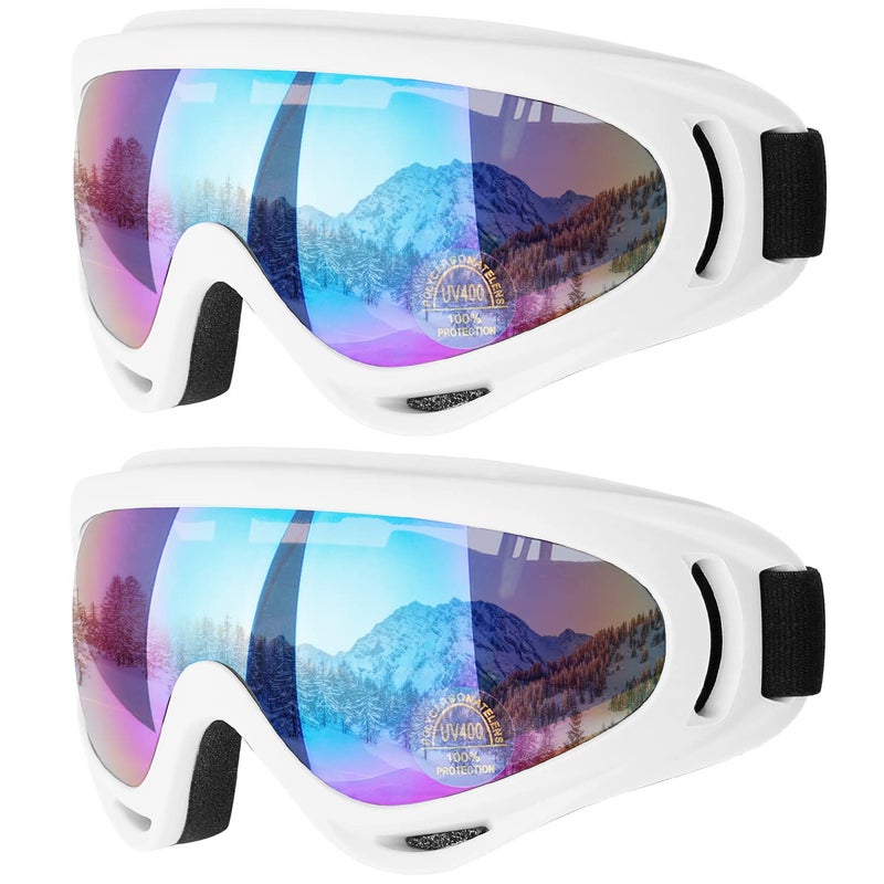 COOLOO Ski Goggles, 2 Pack Snow Goggles Snowboard Goggles for Men Women Kids - UV Protection Foam Anti-Scratch Dustproof - Image 1